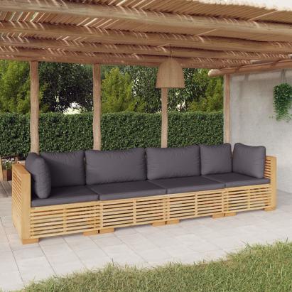Set mobilier grădină cu perne, 4 piese, lemn masiv de tec GartenMobel Dekor