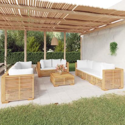 Set mobilier grădină cu perne, 9 piese, lemn masiv de tec GartenMobel Dekor
