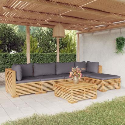 Set mobilier grădină cu perne, 6 piese, lemn masiv de tec GartenMobel Dekor