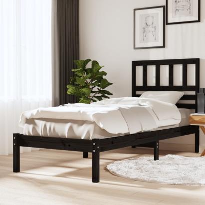 Cadru de pat, 100x200 cm, negru, lemn masiv de pin GartenMobel Dekor