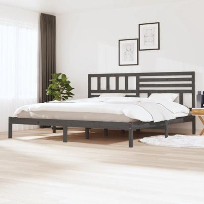 Cadru de pat, gri, 200 x 200 cm, lemn masiv de pin GartenMobel Dekor