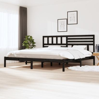 Cadru de pat, negru, 200x200 cm, lemn masiv de pin GartenMobel Dekor