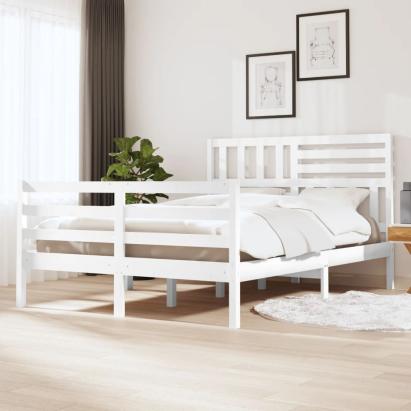 Cadru de pat, alb, 160x200 cm, lemn masiv GartenMobel Dekor