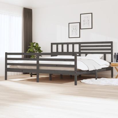 Cadru de pat, gri , 200x200 cm, lemn masiv GartenMobel Dekor