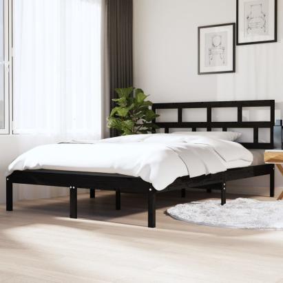 Cadru de pat, negru, 140x190 cm, lemn masiv de pin GartenMobel Dekor