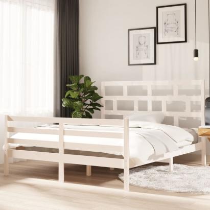 Cadru de pat, alb, 160x200 cm, lemn masiv de pin GartenMobel Dekor