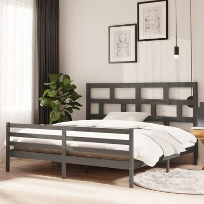 Cadru de pat, gri , 200x200 cm, lemn masiv de pin GartenMobel Dekor