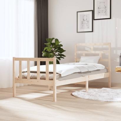Cadru de pat mic single, 75x190 cm, lemn masiv de pin GartenMobel Dekor