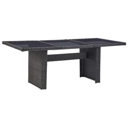 Masă de grădină, negru, 200 x 100 x 74 cm, sticlă și poliratan GartenMobel Dekor