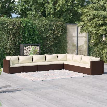 Set mobilier de grădină cu perne, 8 piese, maro, poliratan GartenMobel Dekor