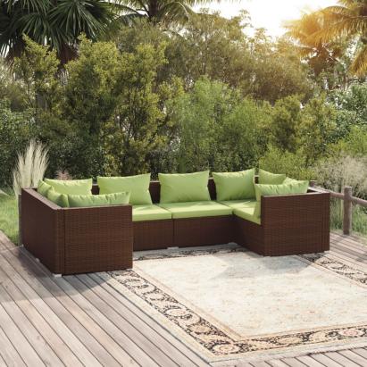 Set mobilier de grădină cu perne, 6 piese, maro, poliratan GartenMobel Dekor