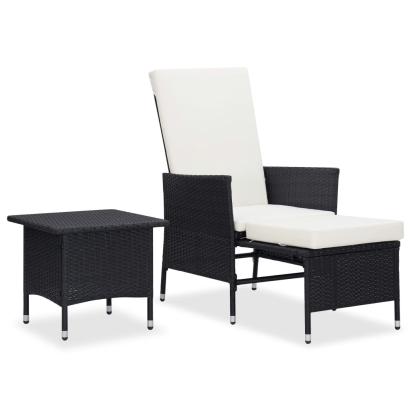 Set mobilier de grădină cu perne, 2 piese, negru, poliratan GartenMobel Dekor