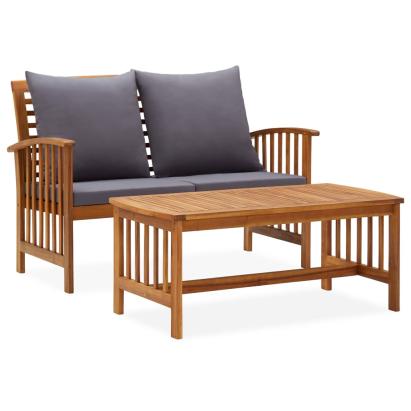 Set mobilier de grădină cu perne, 2 piese, lemn masiv de acacia GartenMobel Dekor