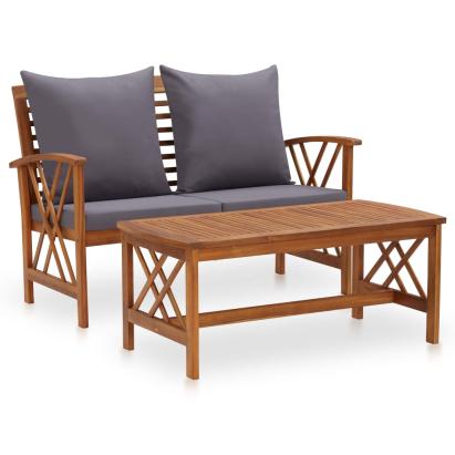 Set mobilier de grădină cu perne, 2 piese, lemn masiv de acacia GartenMobel Dekor