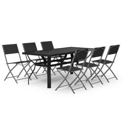 Set de servit masa pentru grădină, 7 piese, gri și negru GartenMobel Dekor
