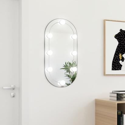 Oglindă ovală cu lumini LED, 80x40, cm sticlă GartenMobel Dekor