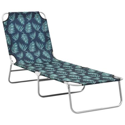 Șezlong pliabil, oțel, model frunze, material textil GartenMobel Dekor