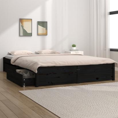 Cadru de pat Small Double 4FT, negru, 120x190 cm GartenMobel Dekor