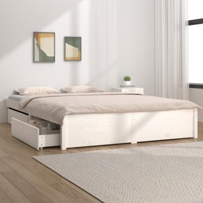 Cadru de pat cu sertare 5FT King Size, alb, 150x200 cm GartenMobel Dekor
