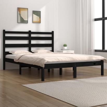 Cadru de pat, negru, 140x190 cm, lemn masiv de pin GartenMobel Dekor
