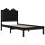 Cadru de pat mic single, negru, 75x190 cm, lemn masiv de pin GartenMobel Dekor