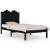 Cadru de pat mic single, negru, 75x190 cm, lemn masiv de pin GartenMobel Dekor