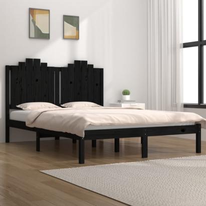 Cadru de pat, negru, 140x190 cm, lemn masiv de pin GartenMobel Dekor