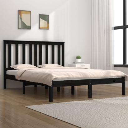 Cadru de pat, negru, 140x190 cm, lemn masiv de pin GartenMobel Dekor