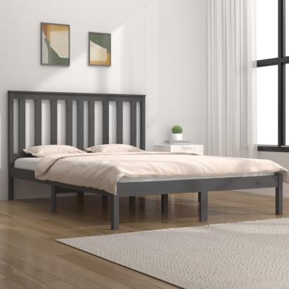 Cadru de pat, gri, 200x200 cm, lemn masiv de pin GartenMobel Dekor