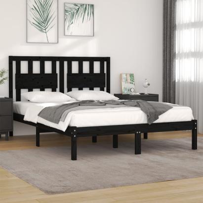 Cadru de pat, negru, 140x190 cm, lemn masiv de pin GartenMobel Dekor