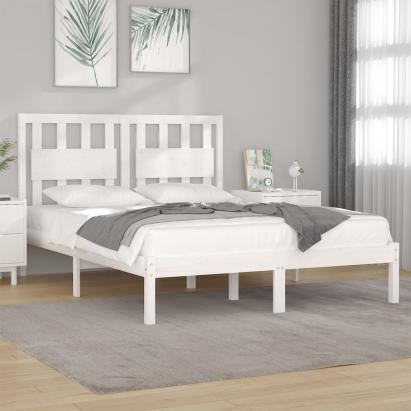 Cadru de pat King Size, alb, 150x200 cm, lemn masiv de pin GartenMobel Dekor