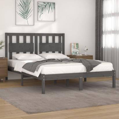 Cadru de pat, gri, 200x200 cm, lemn masiv de pin GartenMobel Dekor