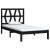 Cadru de pat mic single, negru, 75x190 cm, lemn masiv de pin GartenMobel Dekor