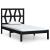 Cadru de pat mic single, negru, 75x190 cm, lemn masiv de pin GartenMobel Dekor