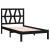 Cadru de pat mic single, negru, 75x190 cm, lemn masiv de pin GartenMobel Dekor