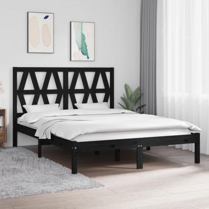 Cadru de pat, negru, 140x190 cm, lemn masiv de pin GartenMobel Dekor