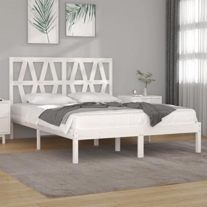 Cadru de pat King Size, alb, 150x200 cm, lemn masiv de pin GartenMobel Dekor