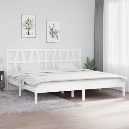 Cadru de pat, alb, 200x200 cm, lemn masiv de pin GartenMobel Dekor