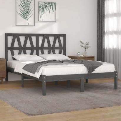 Cadru de pat, gri, 200x200 cm, lemn masiv de pin GartenMobel Dekor