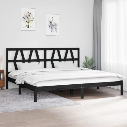 Cadru de pat, negru, 200x200 cm, lemn masiv de pin GartenMobel Dekor