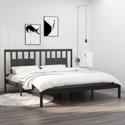Cadru de pat, gri, 200x200 cm, lemn masiv de pin GartenMobel Dekor
