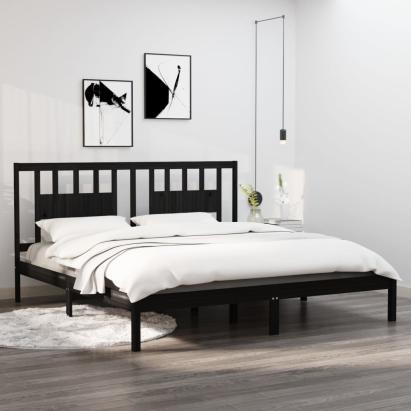 Cadru de pat, negru, 200x200 cm, lemn masiv de pin GartenMobel Dekor