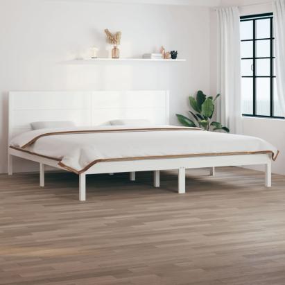 Cadru de pat, alb, 200x200 cm, lemn masiv de pin GartenMobel Dekor