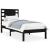 Cadru de pat mic single, negru, 75x190 cm, lemn masiv GartenMobel Dekor