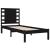 Cadru de pat mic single, negru, 75x190 cm, lemn masiv GartenMobel Dekor