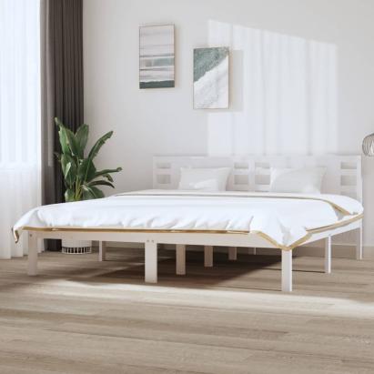 Cadru de pat, alb, 200x200 cm, lemn masiv de pin GartenMobel Dekor