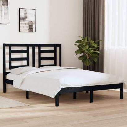 Cadru de pat, negru, 140x190 cm, lemn masiv de pin GartenMobel Dekor