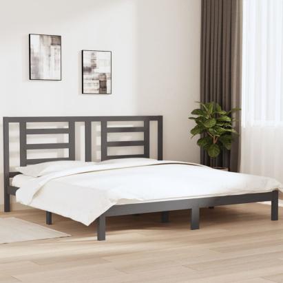 Cadru de pat, gri, 200x200 cm, lemn masiv de pin GartenMobel Dekor