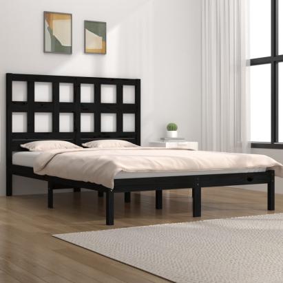 Cadru de pat, negru, 140x190 cm, lemn masiv de pin GartenMobel Dekor