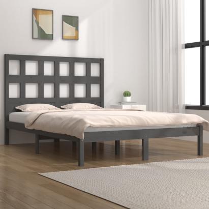 Cadru de pat, gri, 200x200 cm, lemn masiv de pin GartenMobel Dekor